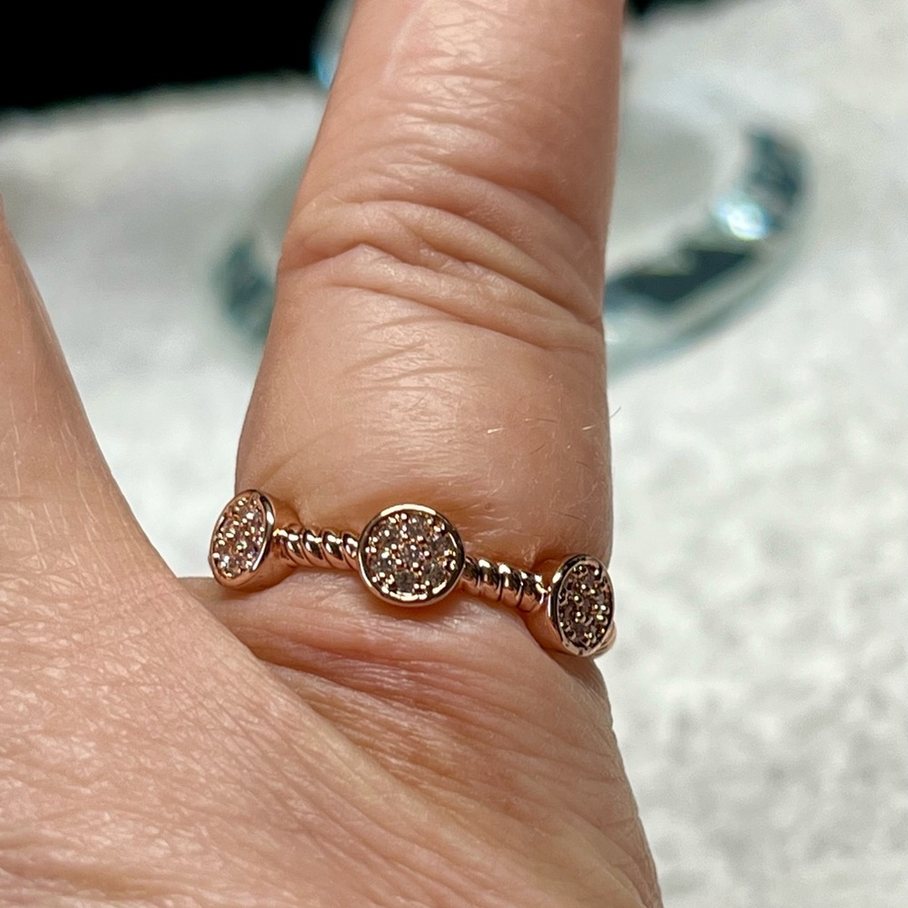 Cute dainty rose gold over sterling band -tiny stone accent